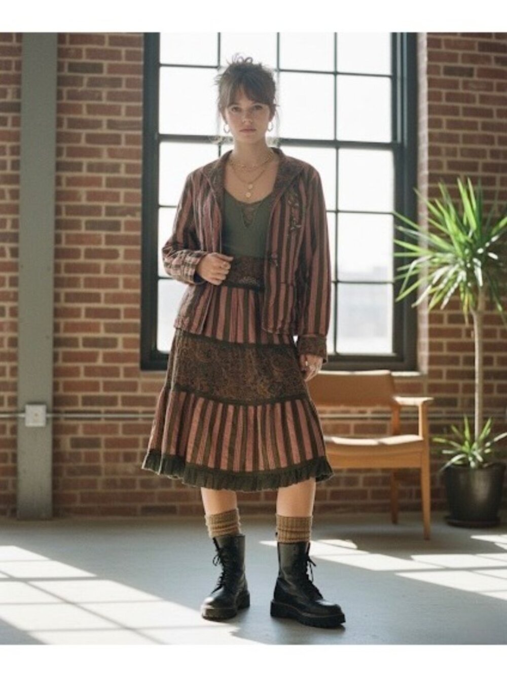 VTG 90s NWT Solstice Blazer & Tiered Skirt Set S Paisley Striped Steampunk Boho - Picture 3 of 16